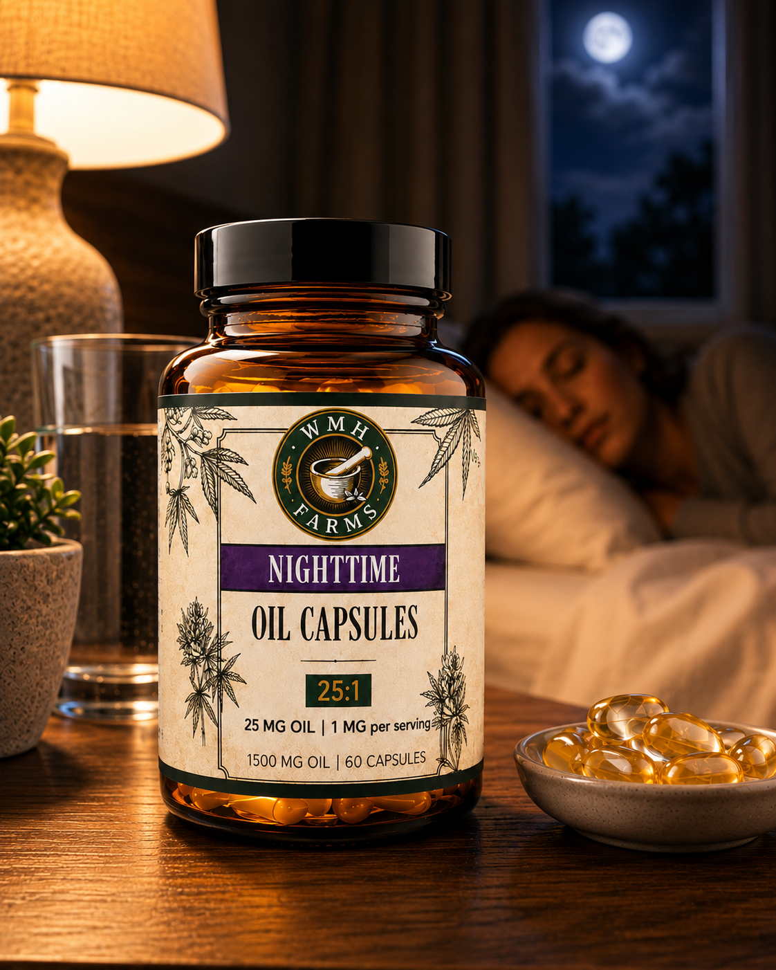 Western MA Hemp Nighttime Capsules nighttime routine promo image